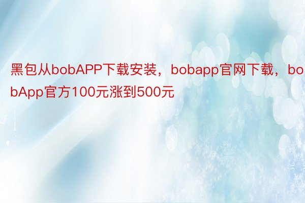 黑包从bobAPP下载安装，bobapp官网下载，bobApp官方100元涨到500元